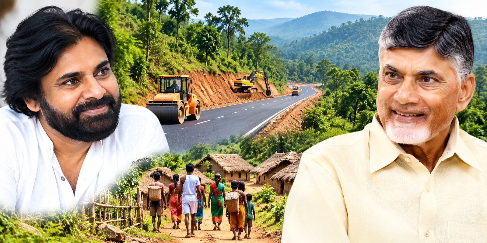 Pawan Kalyan and Chandrababu Naidu discuss tribal road development in Andhra Pradesh.