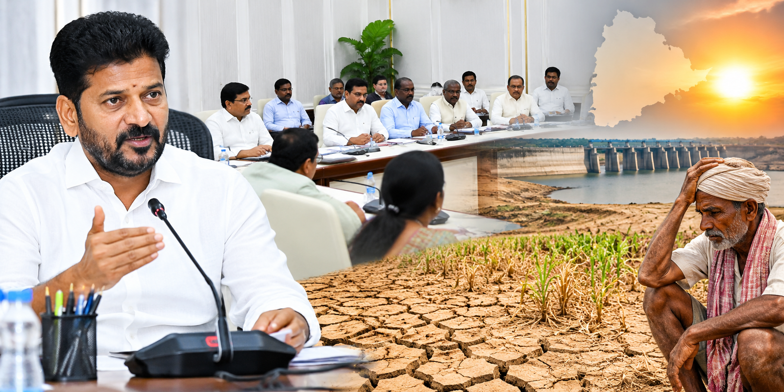 Revanth Reddy reviewing drought preparedness and water supply in Telangana