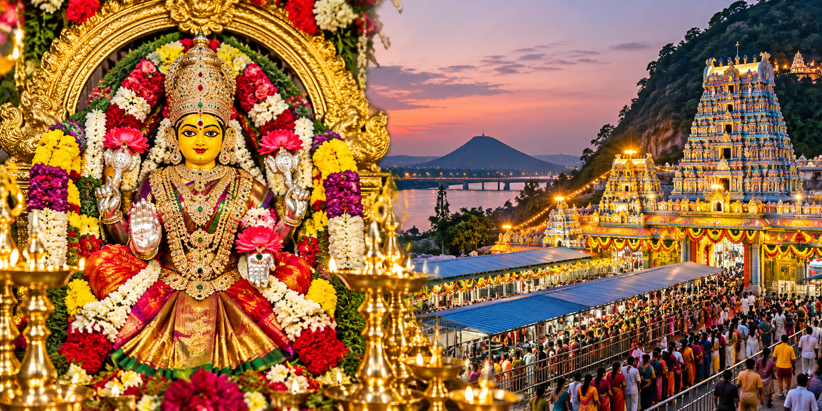 Goddess Mahalakshmi Devi Alankaram at Indrakeeladri Vijayawada Temple