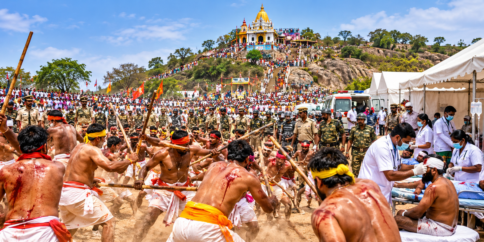 Police and medical arrangements for the Devaragattu Banni festival.