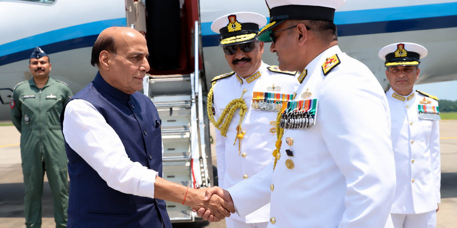 Rajnath Singh during his Visakhapatnam visit to Hindustan Shipyard