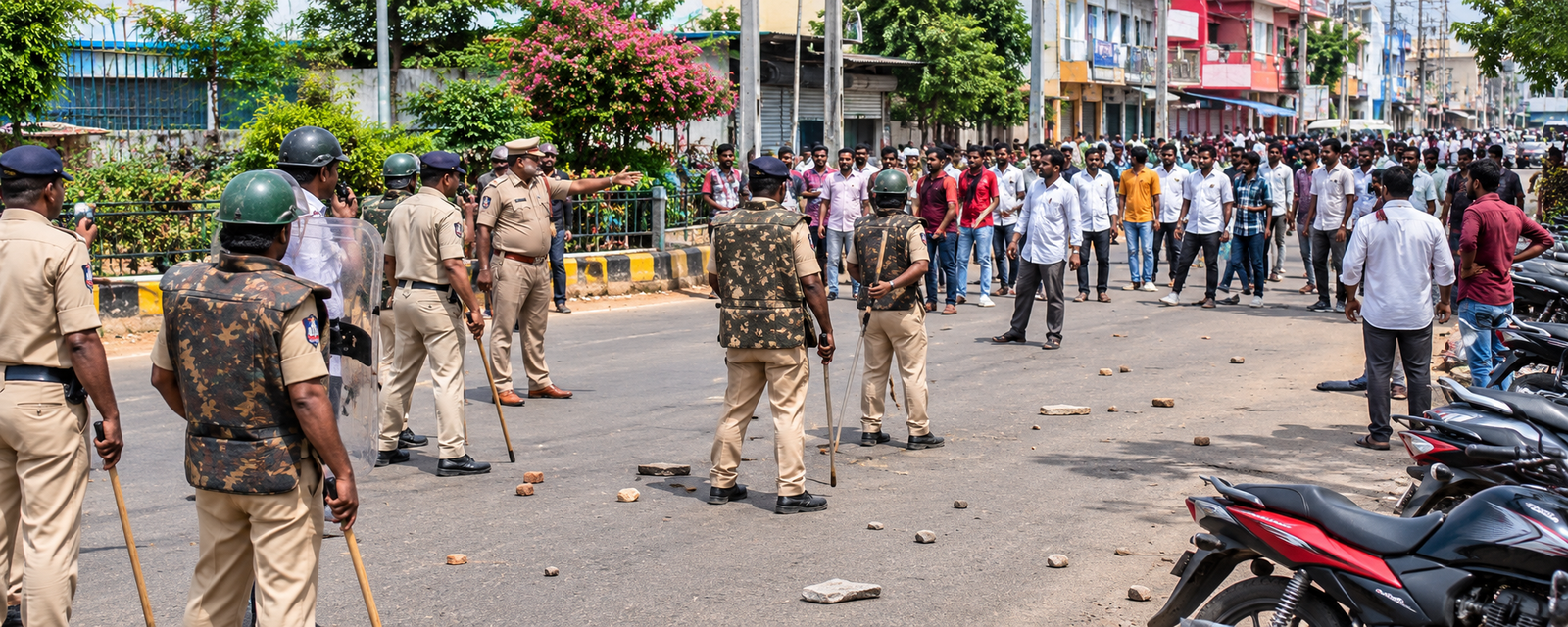Police deployed in Pulivendula after tension during election nominations.