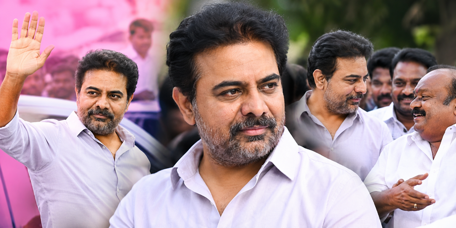 KTR sporting a beard during his visit to the Singareni region.