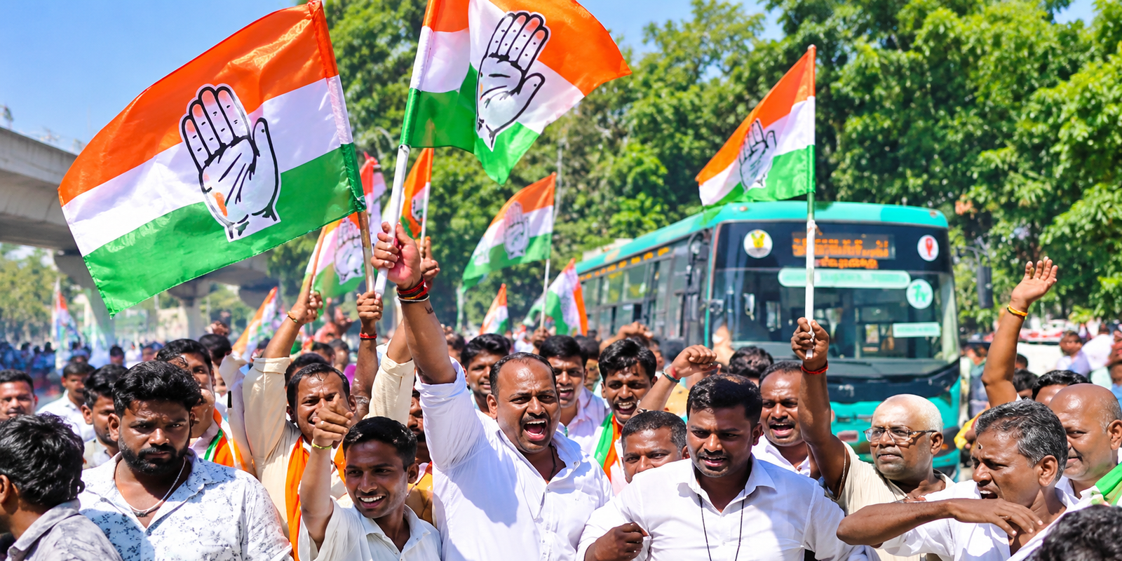 Ashok Anand celebrates AINRC victory in the Thattanchavady by-election.