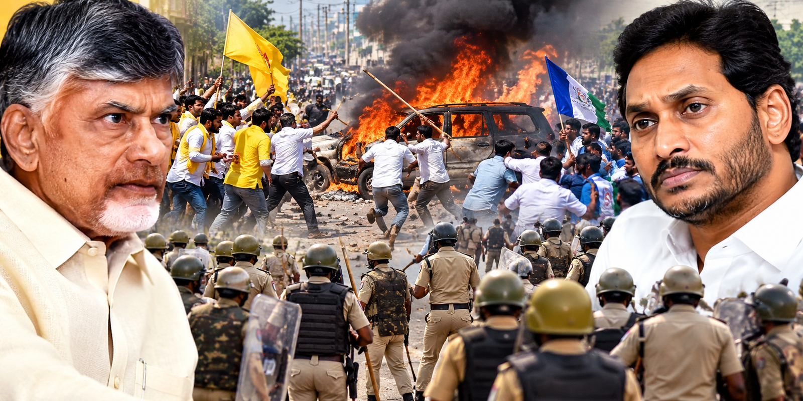 Police security during local election nomination clashes in Andhra Pradesh