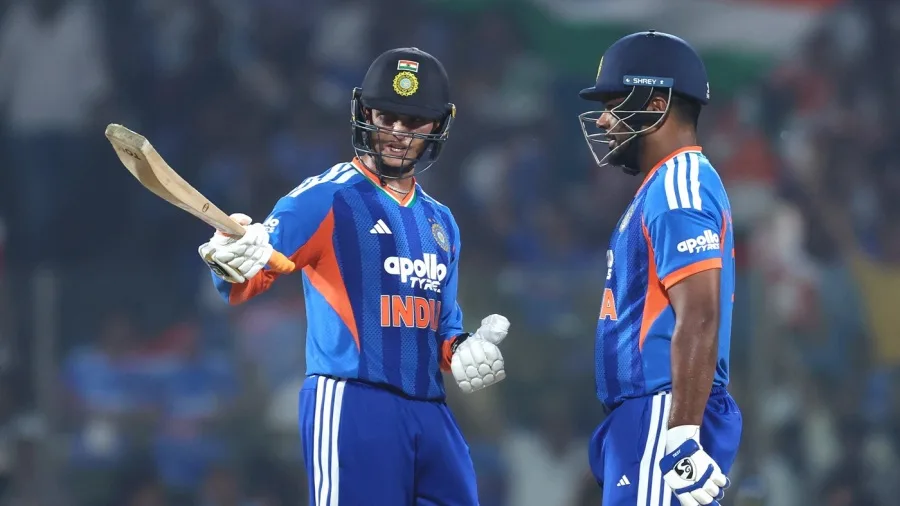 Abhishek Sharma celebrates his 20-ball fifty against Pakistan.