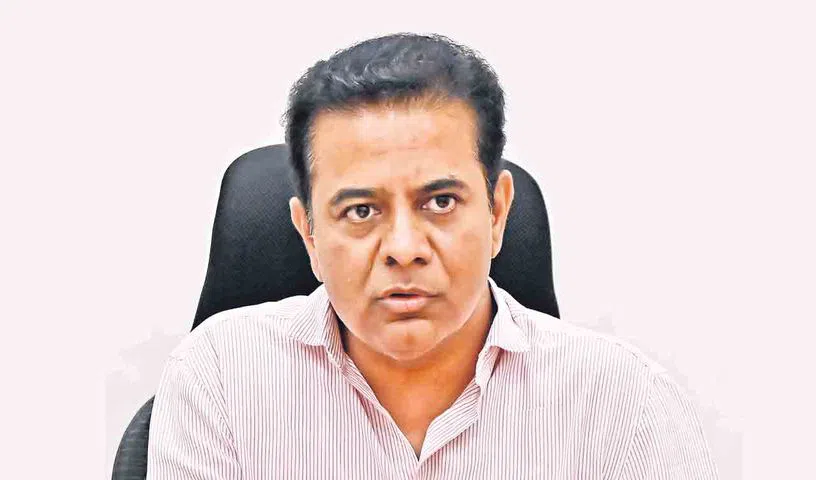 KTR addressing media during Telangana political developments