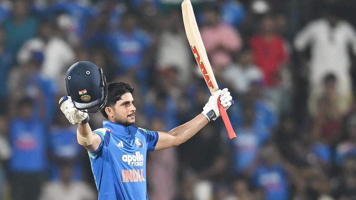 Shubman Gill celebrates his century in Guwahati ODI.