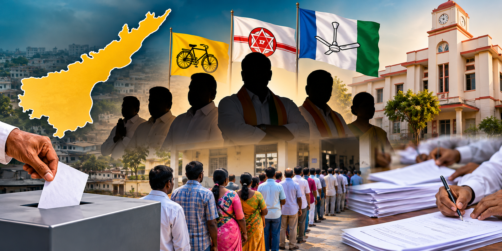 Political leaders discuss rebel candidates ahead of Andhra Pradesh municipal elections.