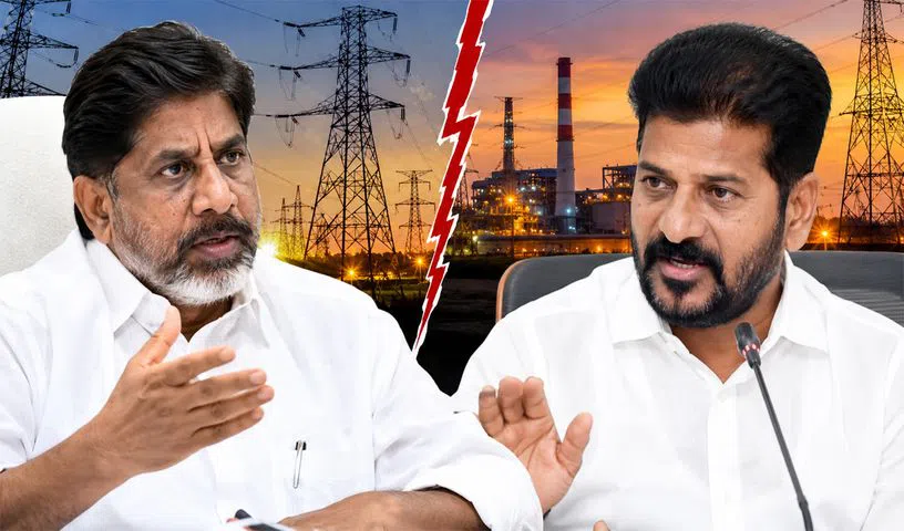 Revanth Reddy and Bhatti Vikramarka amid Telangana power department controversy.