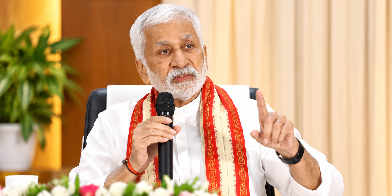 Vijayasai Reddy visits Tirumala and announces new political party plans.