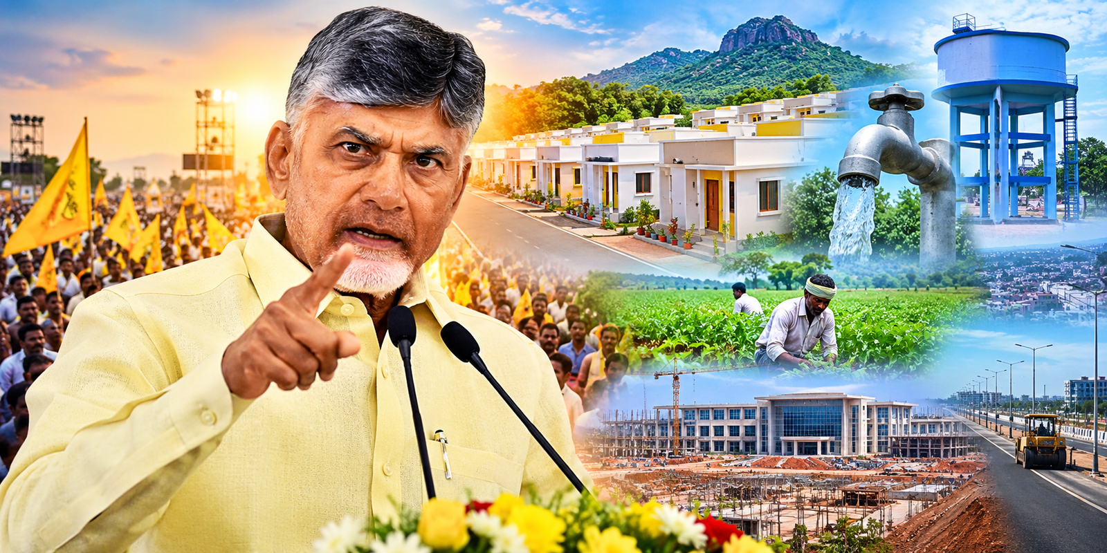 Chandrababu Naidu addressing a public meeting in Andhra Pradesh