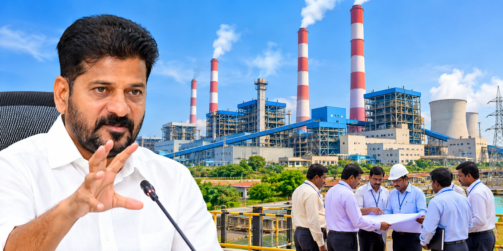 Telangana officials monitor the Yadadri Thermal Power Plant.