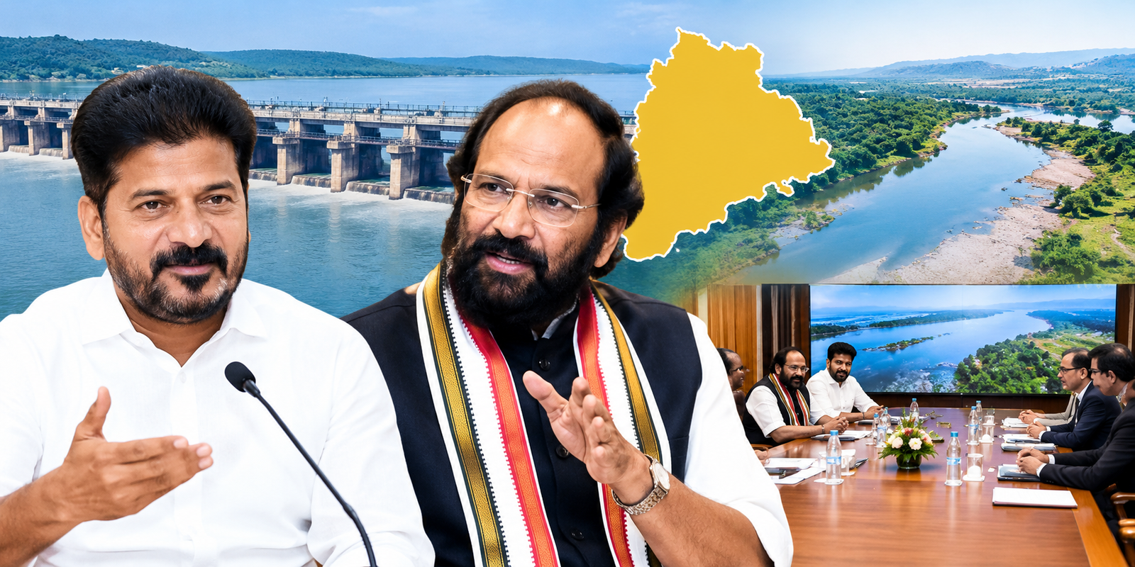 Revanth Reddy and Uttam Kumar Reddy during Telangana irrigation project discussions