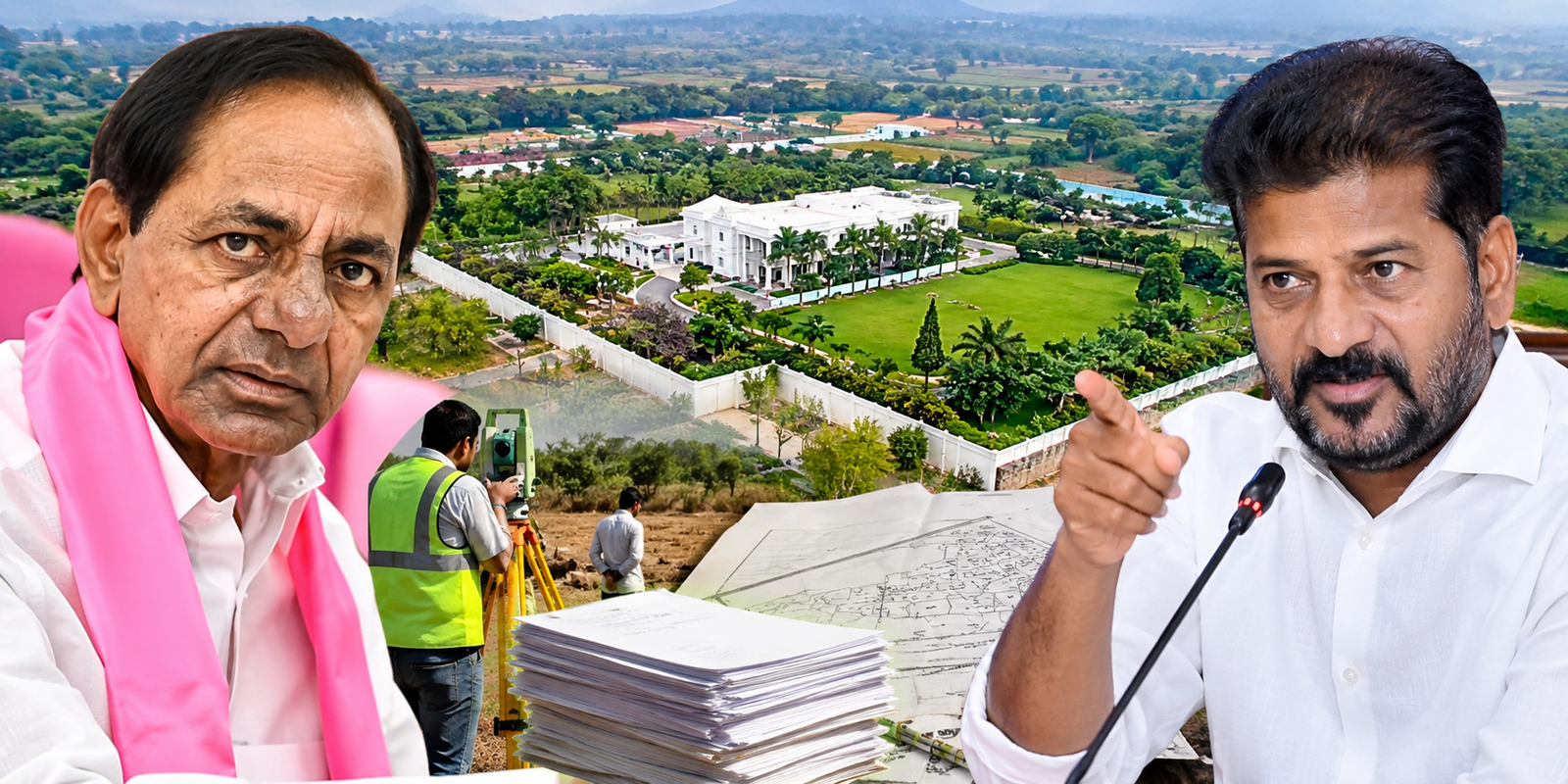 KCR farmhouse and Erravalli land survey officials