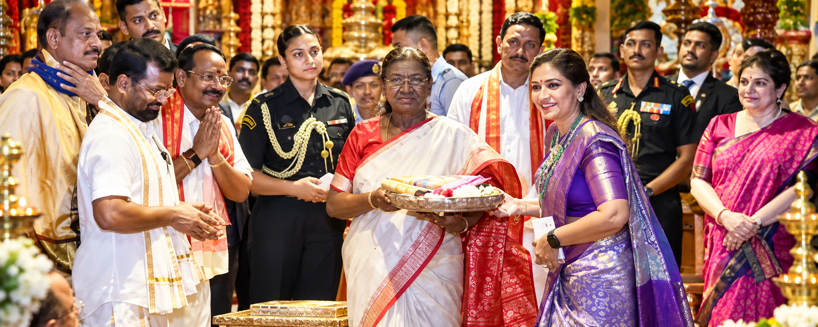 President Droupadi Murmu during her Vijayawada visit for Saras Mela 2026.