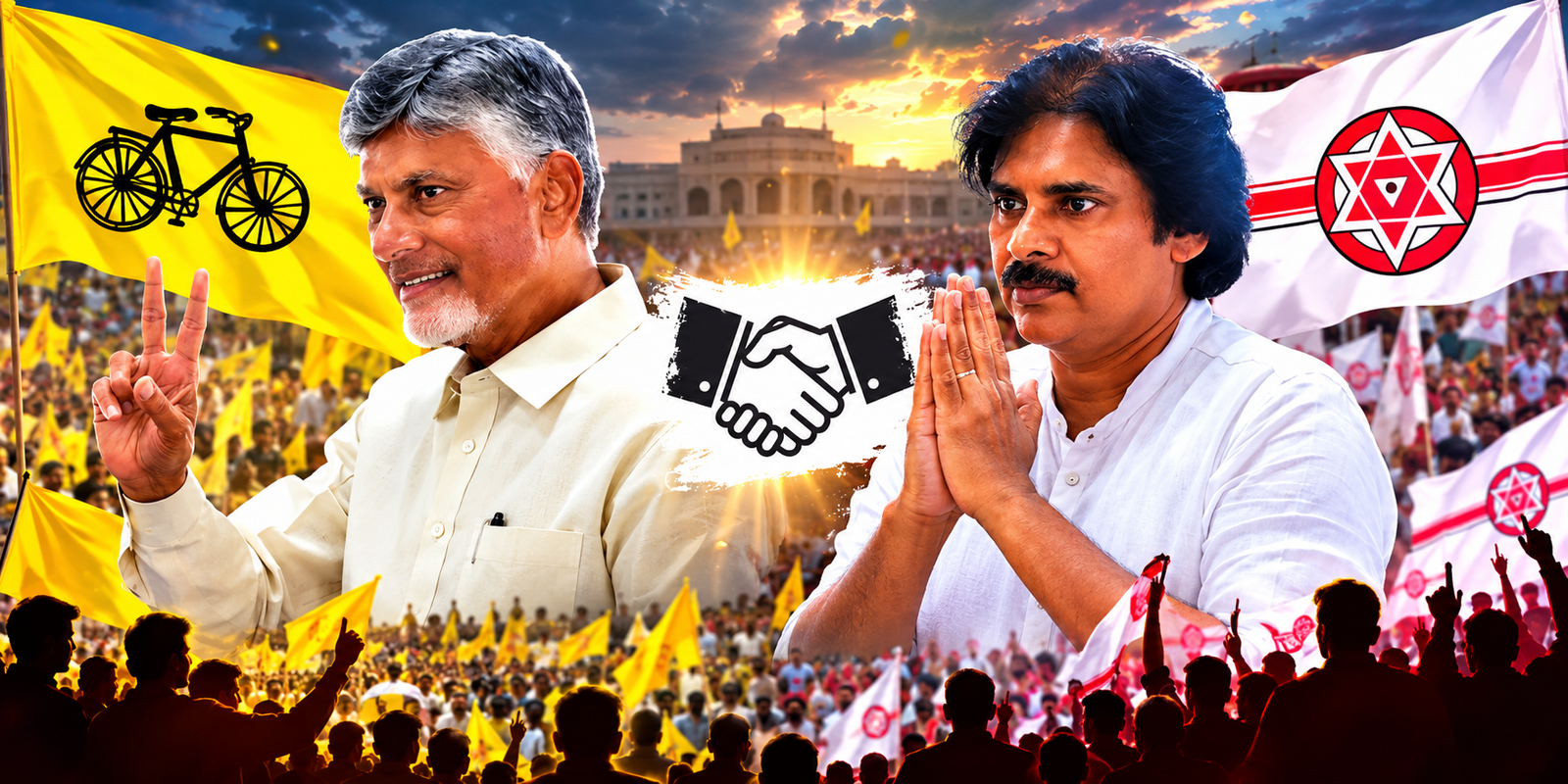 Andhra Pradesh alliance leaders showing unity during election campaign