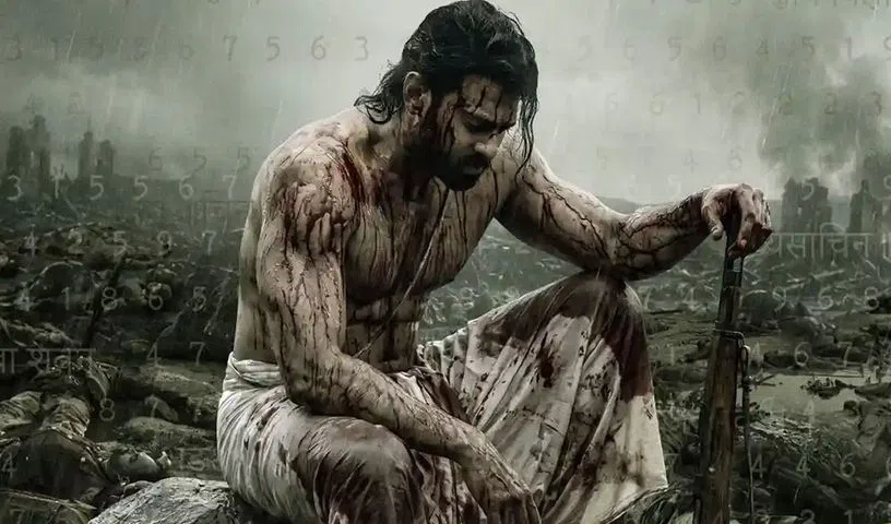 Prabhas in a still from the upcoming Fauzi movie