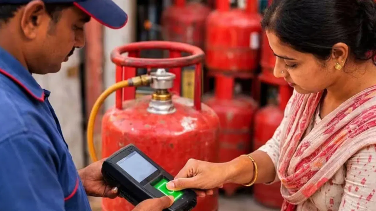 LPG gas cylinder with Aadhaar verification concept