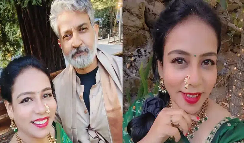 SS Rajamouli poses with MM Sreelekha during his America visit.