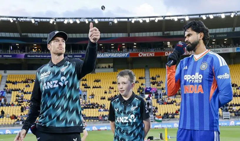 India captain Shreyas Iyer at the toss before the Wellington T20 match.