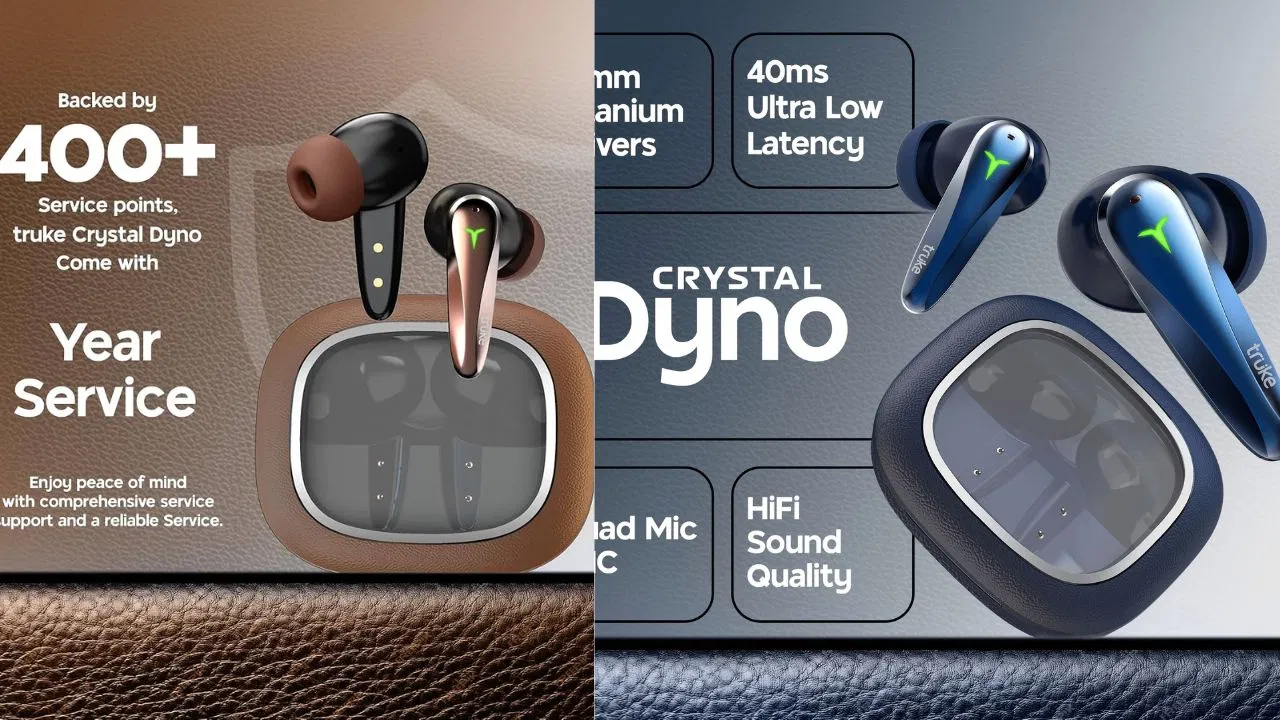 Truke Crystal Dyno TWS with Arctic Blue charging case