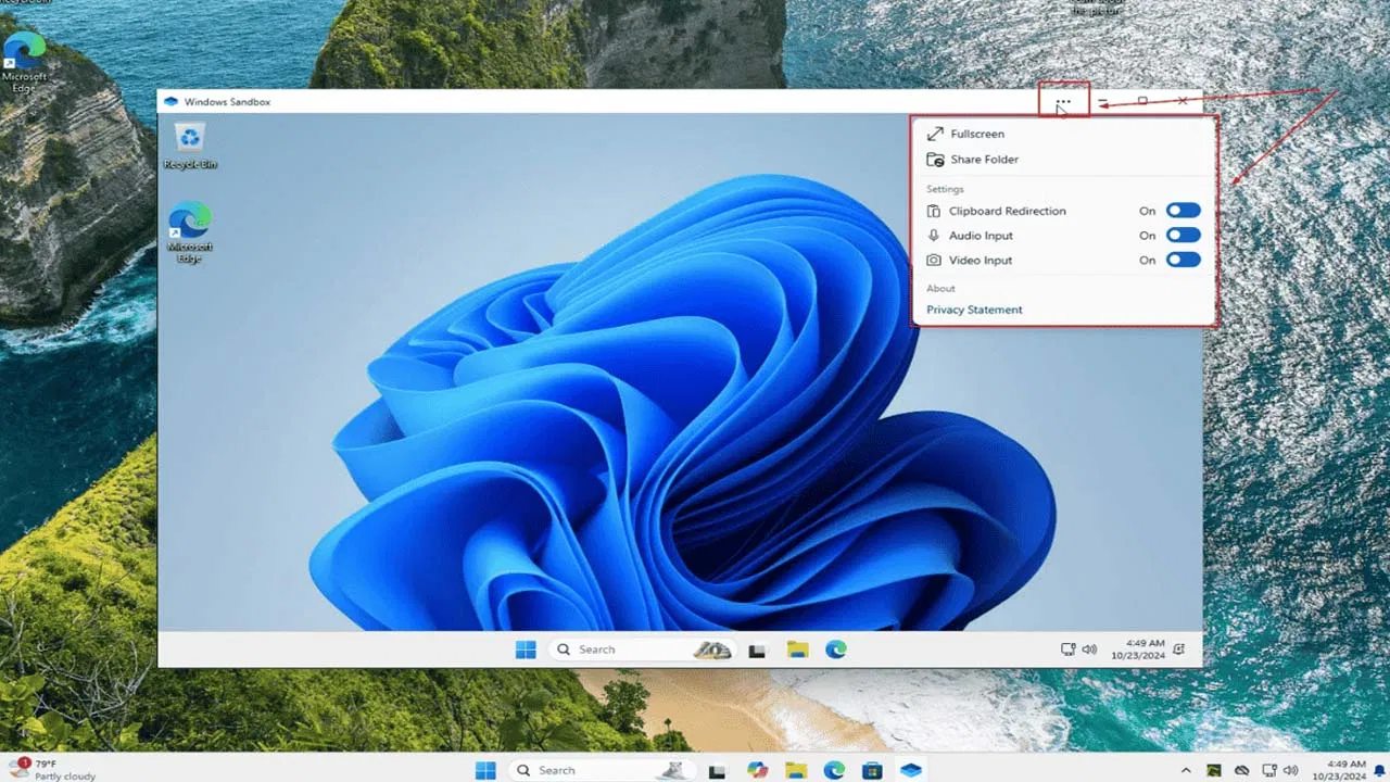 Windows Sandbox running in an isolated desktop for safer software testing.